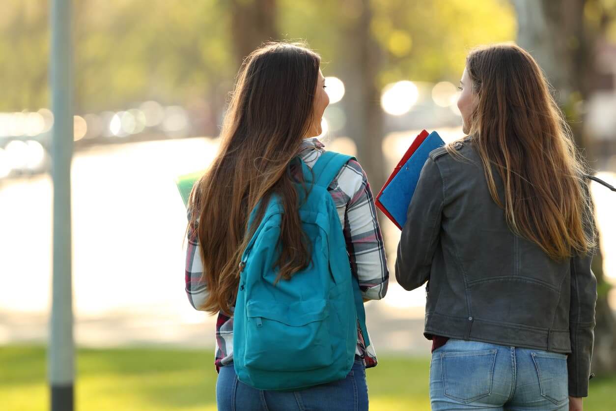 Students walking and talking