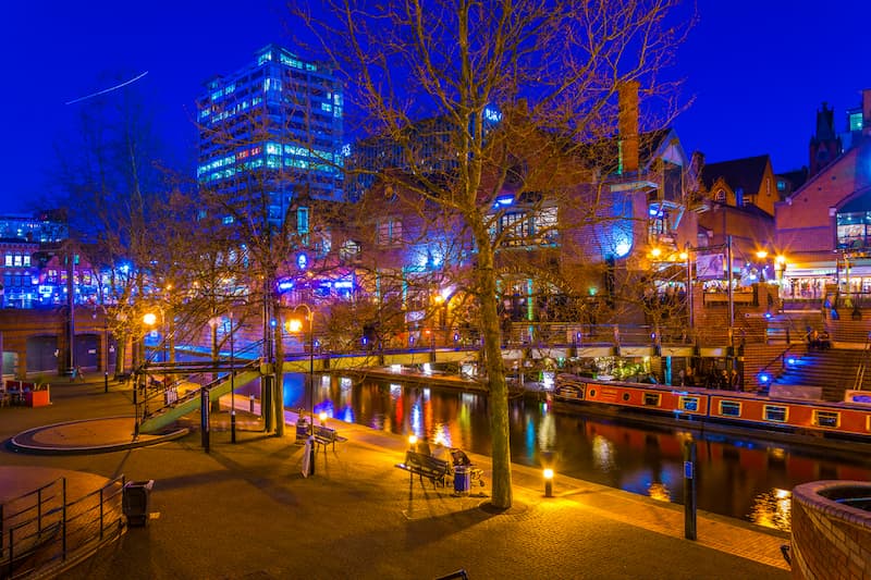 Night view of central Birmingham