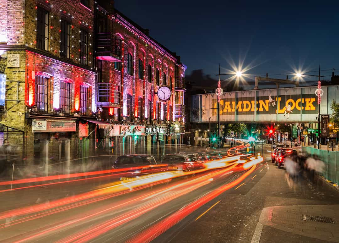 View of Camden Lock at Night in London