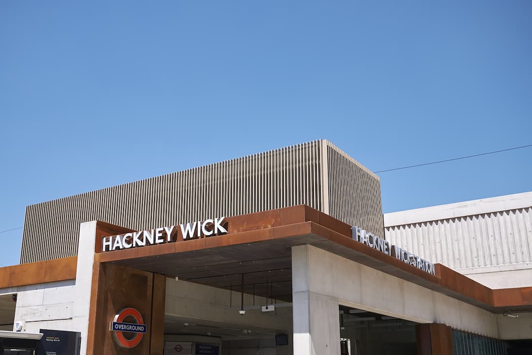 View of Hackney Wick Overground Station in London