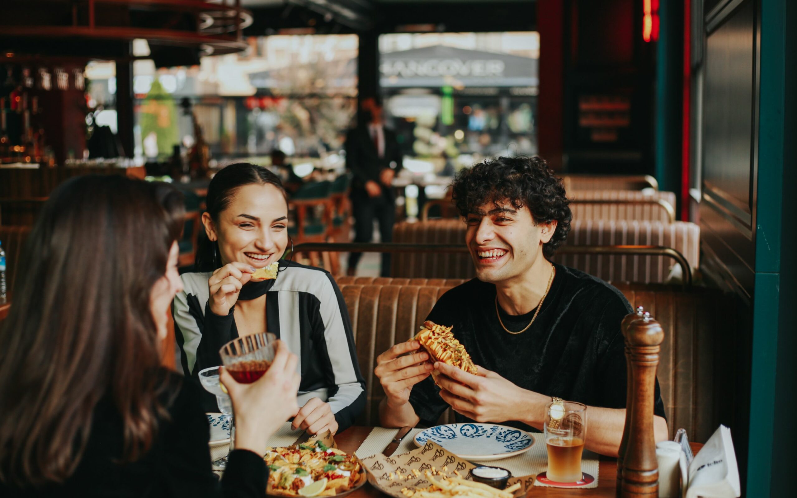 Couple eating food together