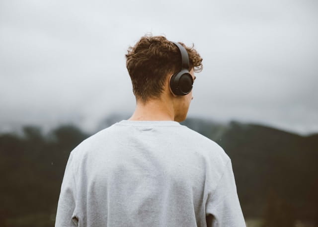 A student in headphones
